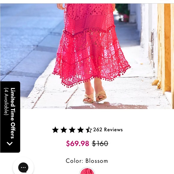 Boston Proper Maxi Dress Mixed Media Lace Pom Pom Sleeveless Hot Pink Size L - Picture 11 of 15